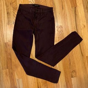 J BRAND Wine-colored lacquer super skinny pants
